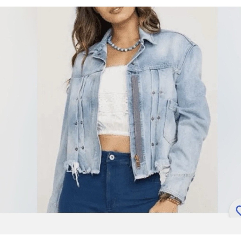 Free People Women's Dillon Denim Jacket‎ Jasmine Wash Blue Size Small - Picture 1 of 16